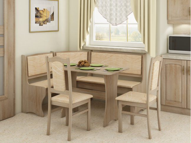 Valgomojo kampinis komplektas su kėdėmis A 2