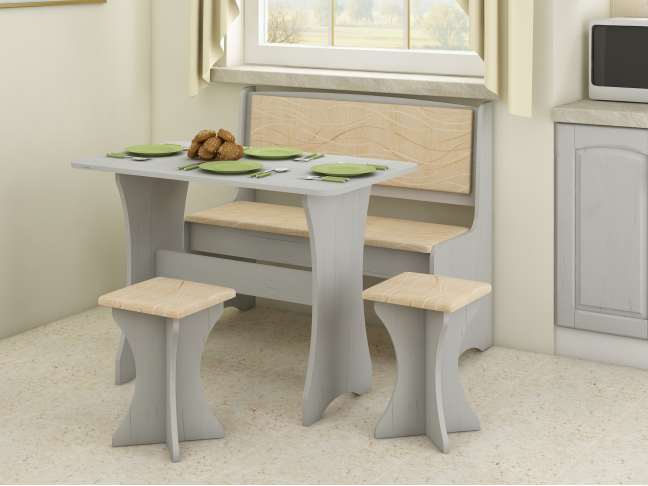 Valgomojo tiesus komplektas su taburetėmis 3