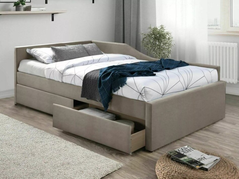 Lova su stalčiais ELIOT 120 VELVET 2