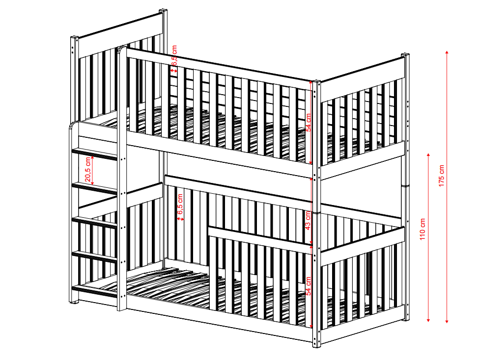 Dviaukštė vaikiška lova KONRAD 80x160 18 Dviaukštė vaikiška lova KONRAD 80x160 18