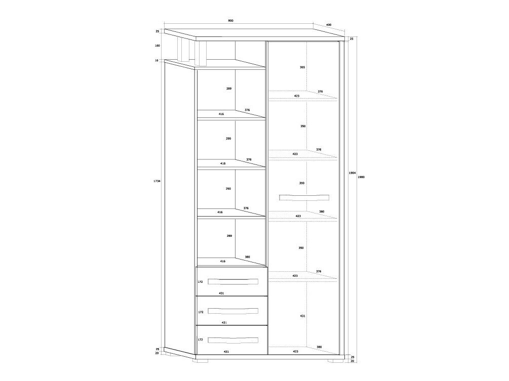 Spinta su lentynomis ANG-01 1
