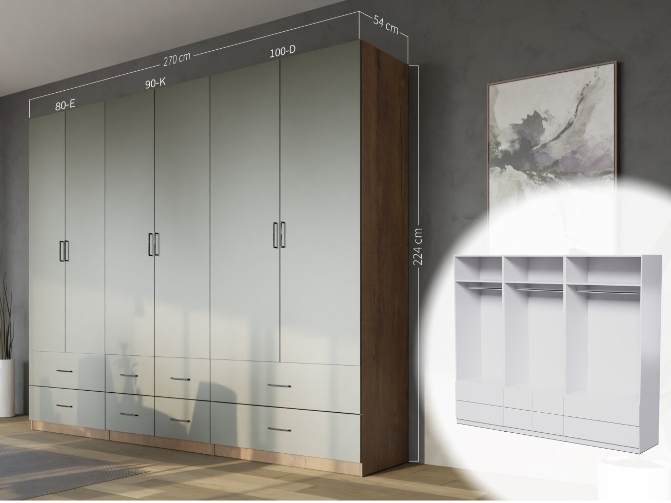 Spinta su stalčiais MBL MAX 270x224