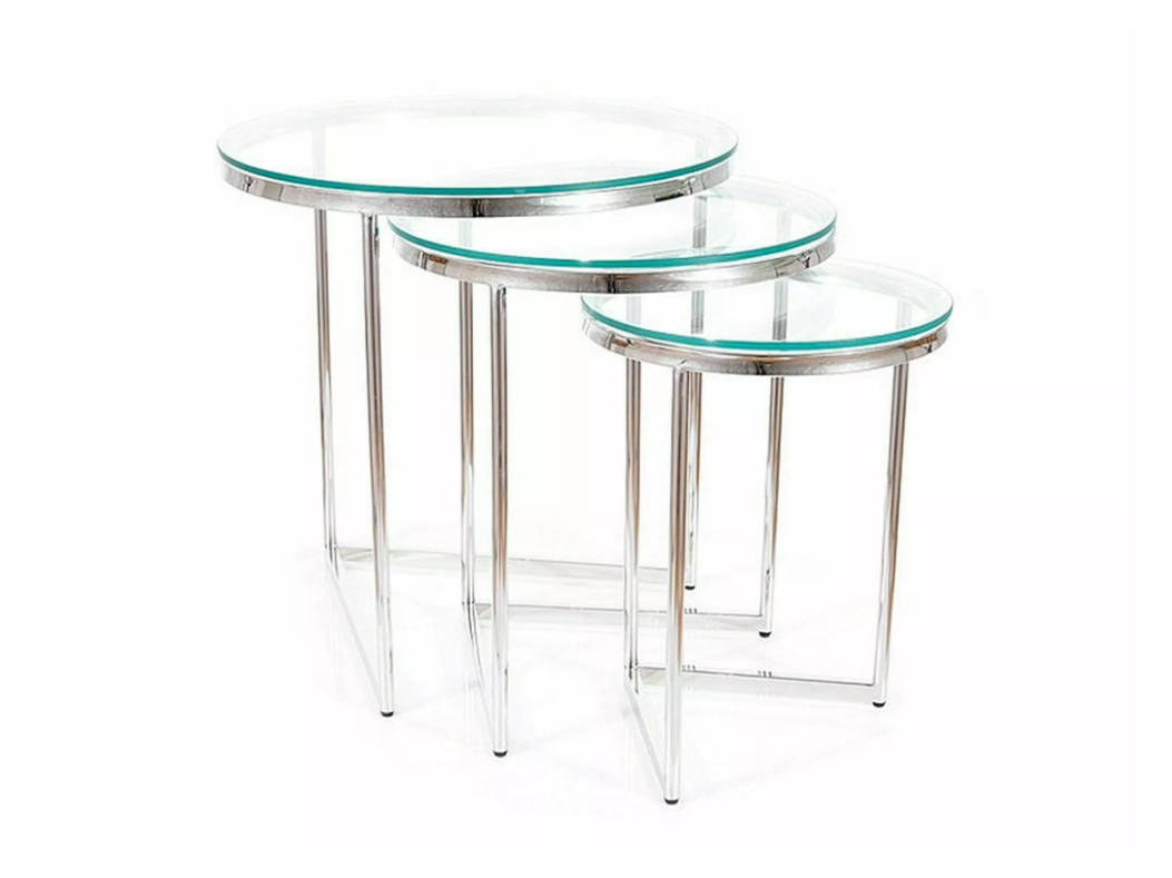 Stiklinis kavos staliukų rinkinys TRINITY Stiklinis kavos staliukų rinkinys TRINITY