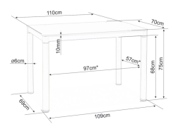 Stiklinis valgomojo stalas GALANT 110x70
