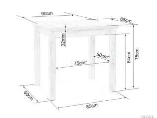 Stalas ADAM 90x65