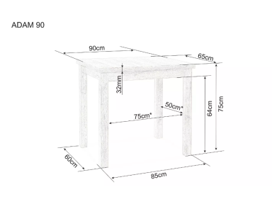 Stalas ADAM 90x65 Stalas ADAM 90x65