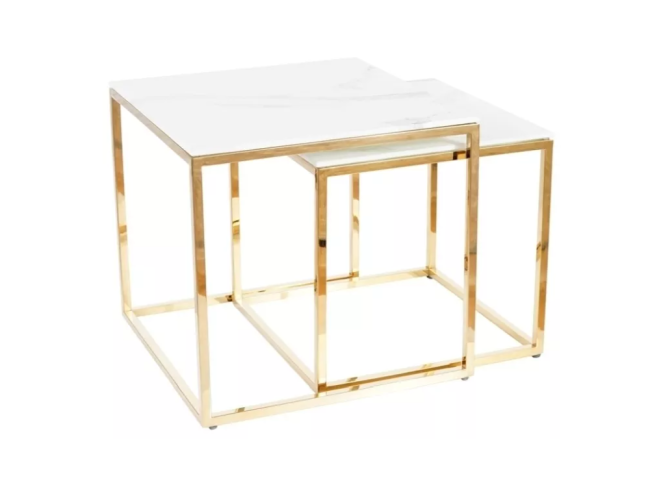 Stiklinis kavos staliukų rinkinys GLORIA 2 Stiklinis kavos staliukų rinkinys GLORIA 2