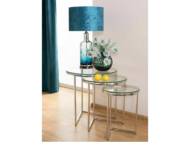 Stiklinis kavos staliukų rinkinys TRINITY 3