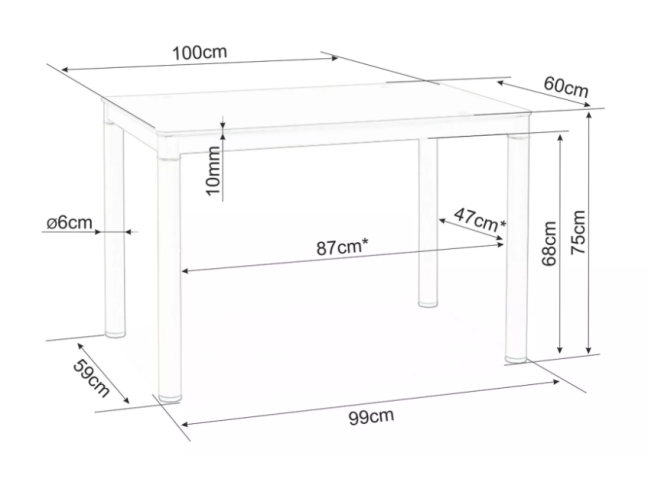 Stiklinis valgomojo stalas GALANT 100x60 2