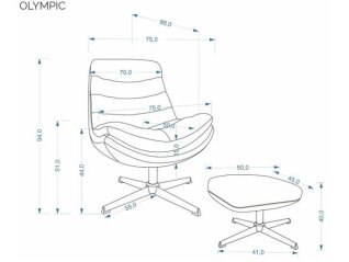 Sukamas fotelis su pakoju OLYMPIC
