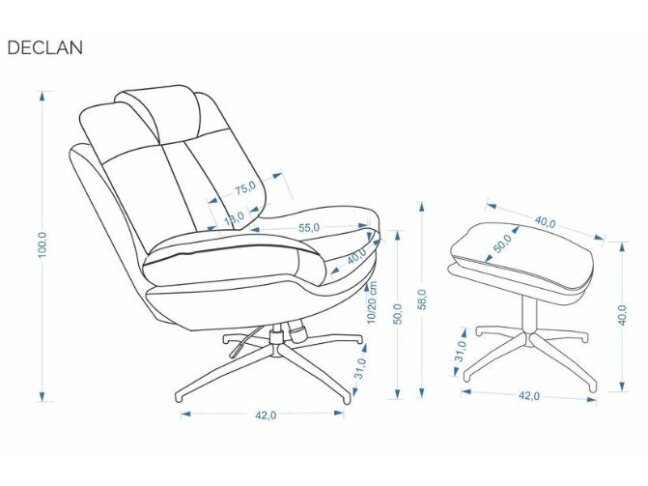 Sukamas fotelis su pakoju DECLAN 1 Sukamas fotelis su pakoju DECLAN 1