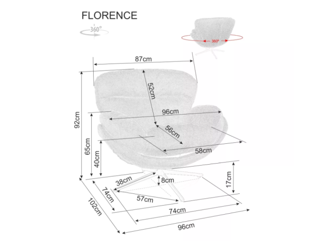 Sukamas fotelis FLORENCE RAVEN 3