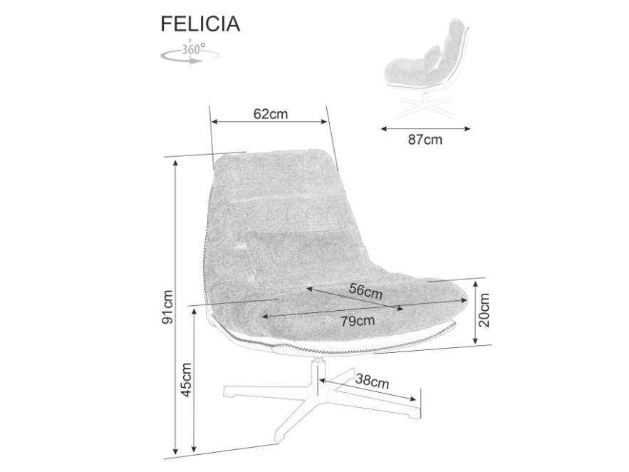 Sukamas fotelis FELICIA RAVEN 6