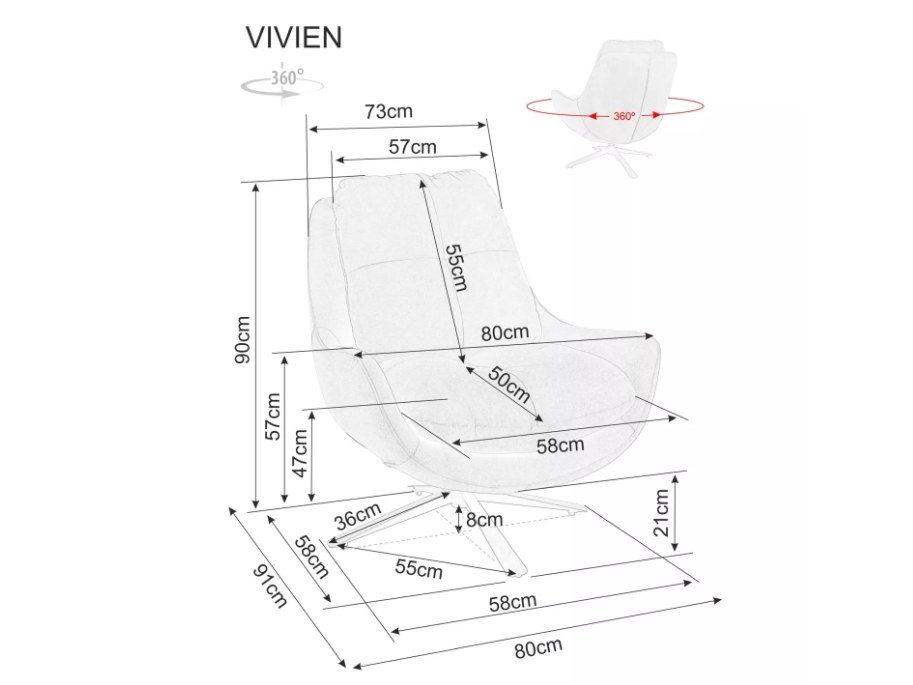 Sukamas fotelis VIVIEN VELVET 4 Sukamas fotelis VIVIEN VELVET 4