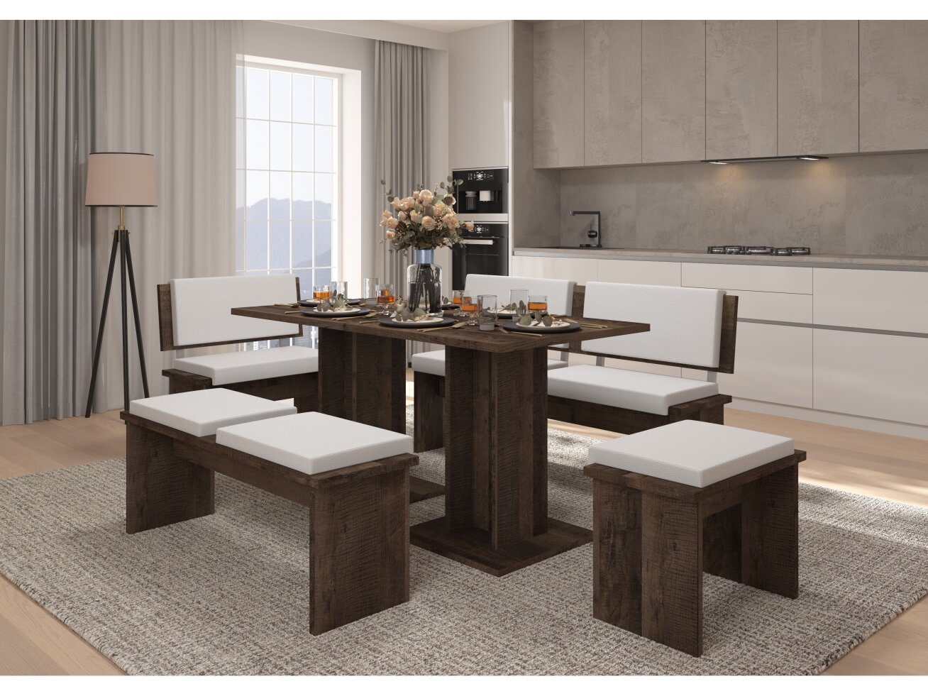 Valgomojo komplektas BOND didelis eko balta