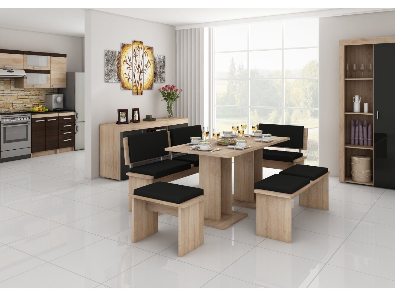 Valgomojo komplektas BOND didelis eko juoda