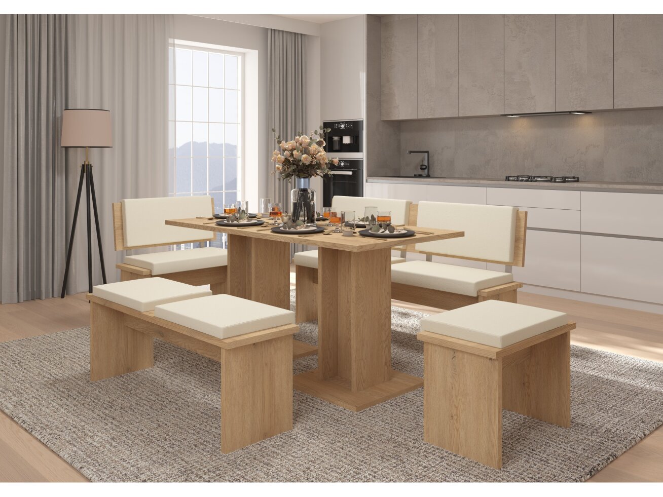 Valgomojo komplektas BOND didelis eko smėlio