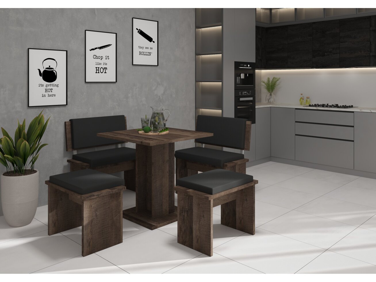 Valgomojo komplektas BOND mažas eko juoda