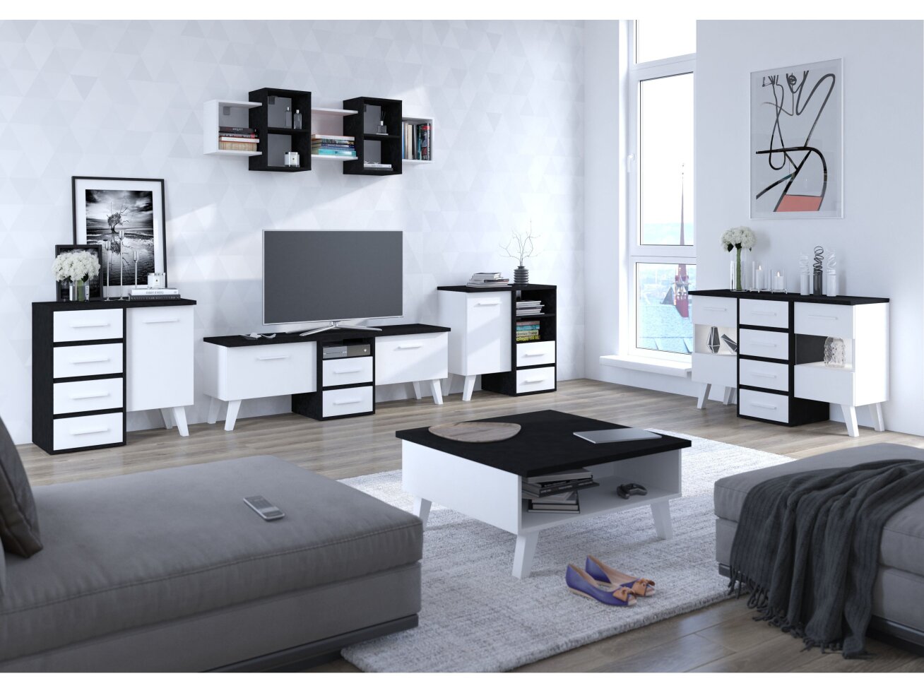 Svetainės baldų komplektas NORDIS 4 Svetainės baldų komplektas NORDIS 4