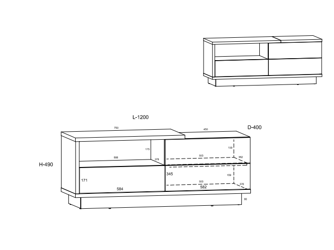 Svetainės baldų komplektas HYBRID 3 6