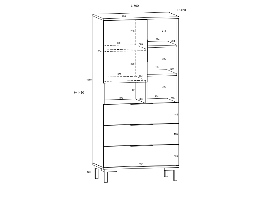 Svetainės baldų komplektas FRESH 2 4