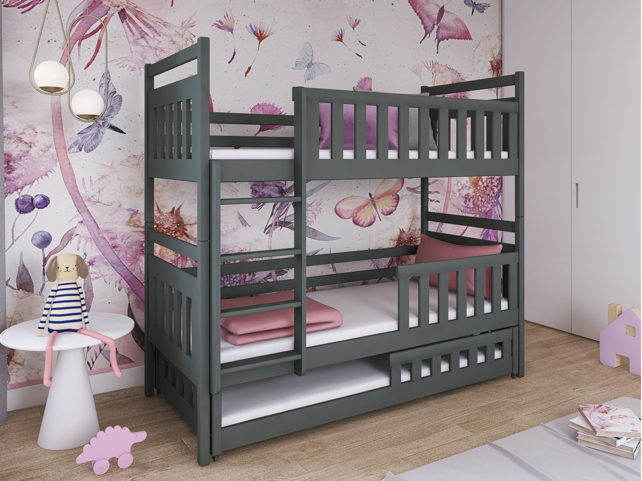 Trivietė vaikiška lova OLIWIA 80x160 2