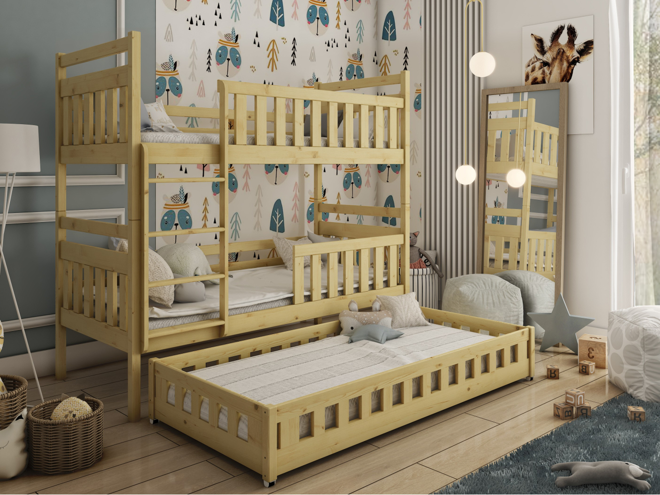 Trivietė vaikiška lova OLIWIA 80x160 3