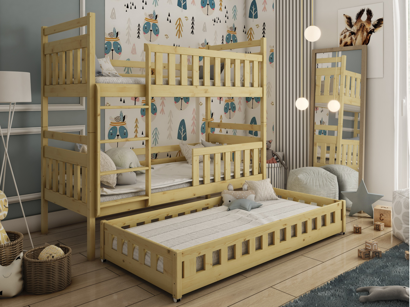 Trivietė vaikiška lova OLIWIA 80x180 4 Trivietė vaikiška lova OLIWIA 80x180 4