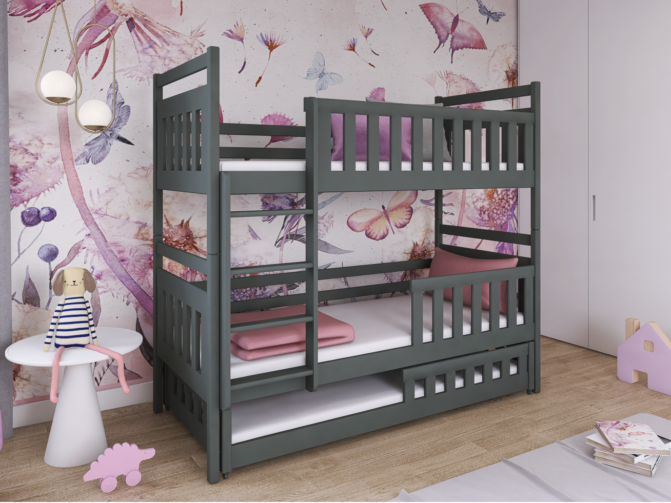 Trivietė vaikiška lova OLIWIA 80x200 3 Trivietė vaikiška lova OLIWIA 80x200 3