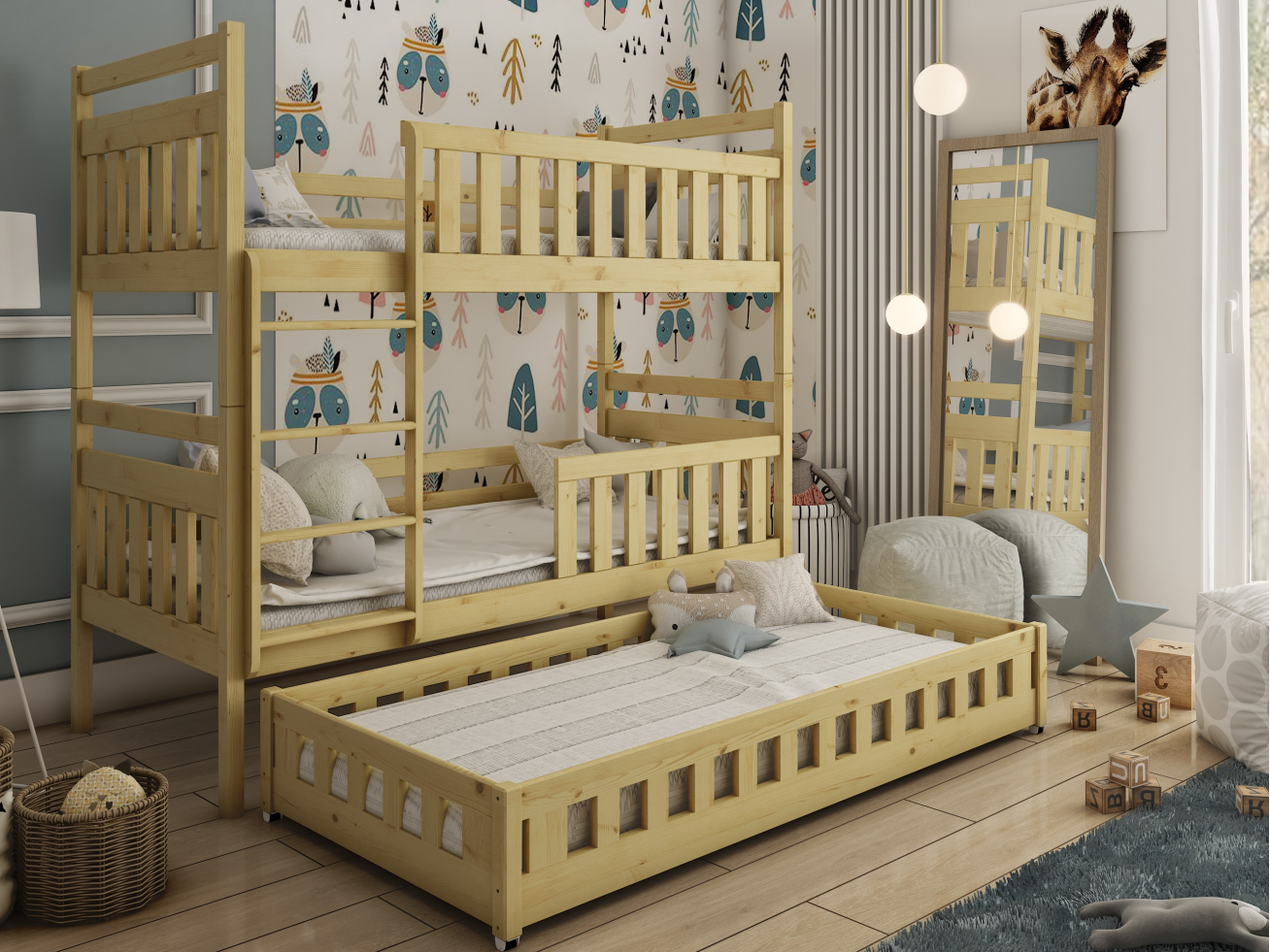 Trivietė vaikiška lova OLIWIA 80x200 4