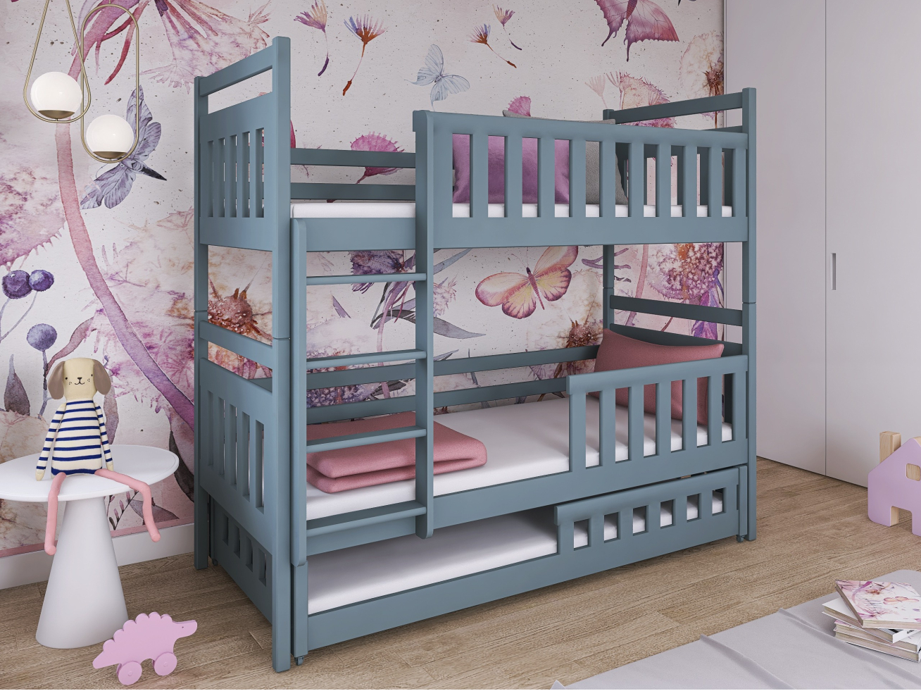 Trivietė vaikiška lova OLIWIA 80x200 2 Trivietė vaikiška lova OLIWIA 80x200 2