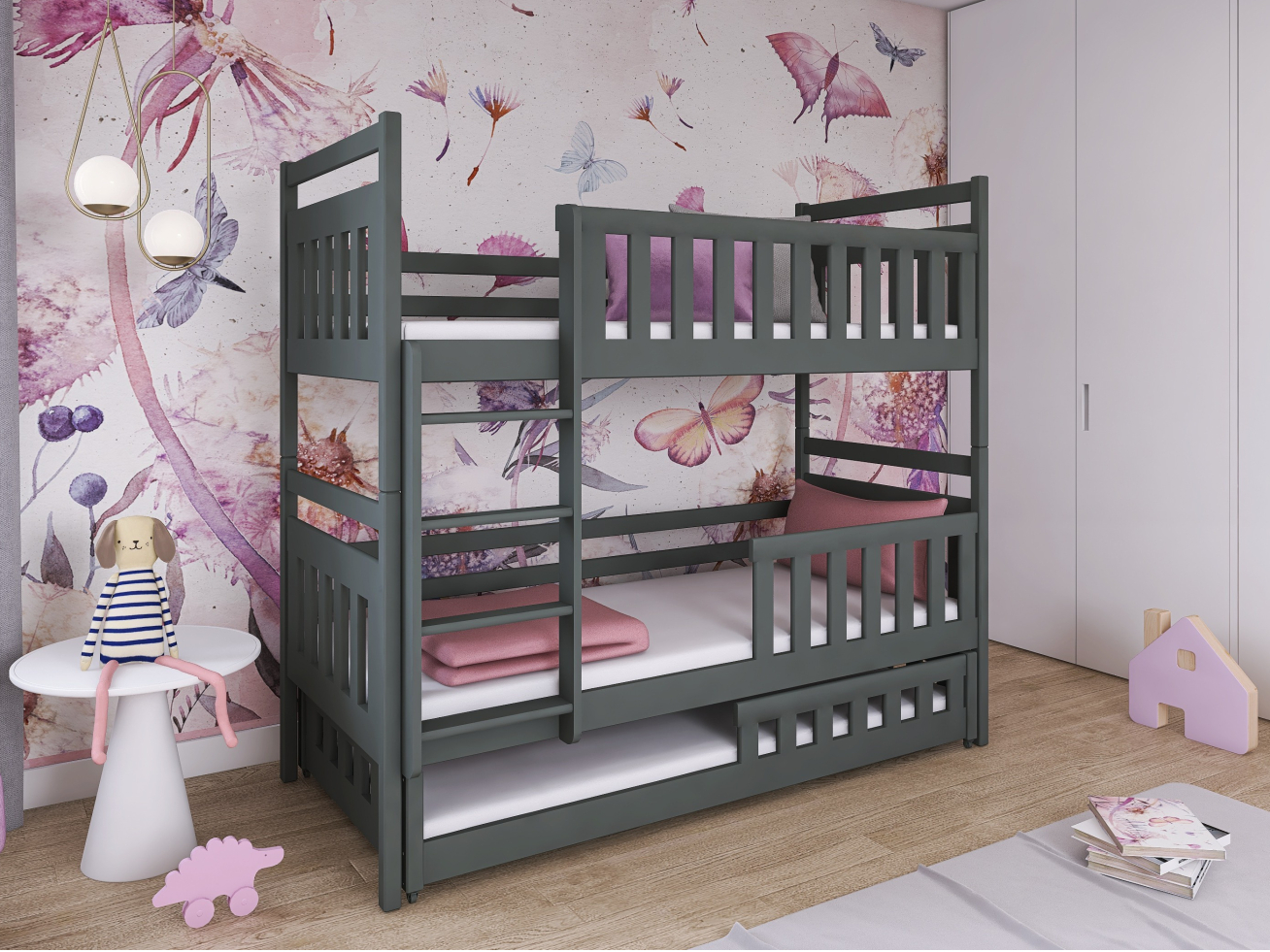 Trivietė vaikiška lova OLIWIA 90x190 2