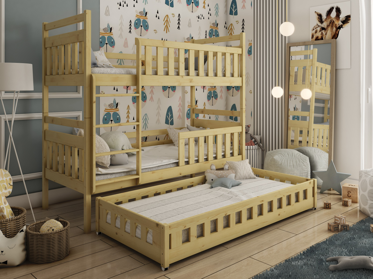 Trivietė vaikiška lova OLIWIA 90x190 3 Trivietė vaikiška lova OLIWIA 90x190 3