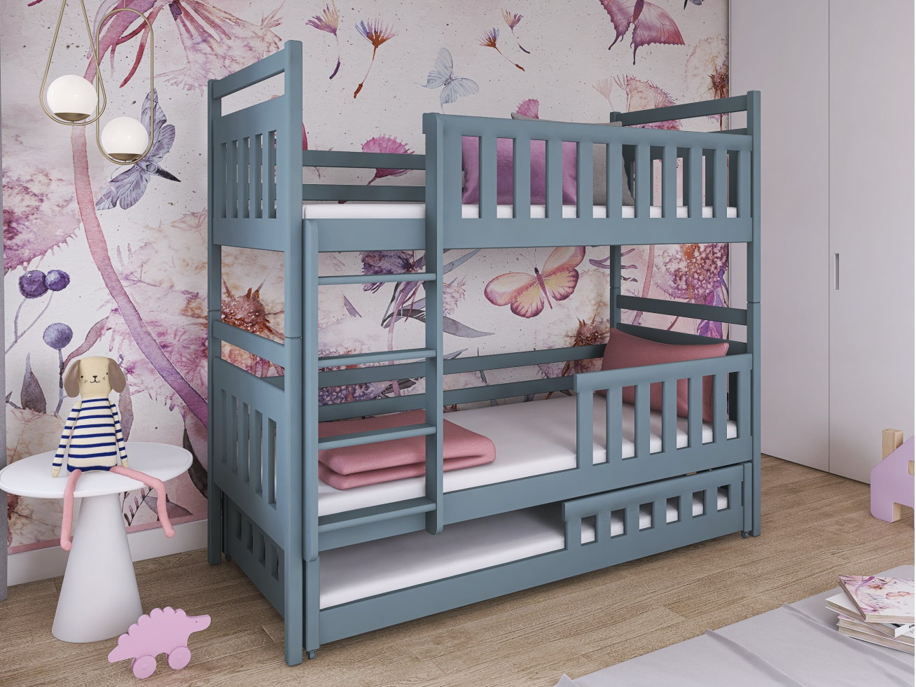 Trivietė vaikiška lova OLIWIA 90x190 4 Trivietė vaikiška lova OLIWIA 90x190 4