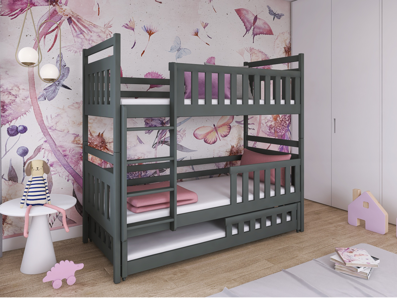 Trivietė vaikiška lova OLIWIA 90x200 2 Trivietė vaikiška lova OLIWIA 90x200 2