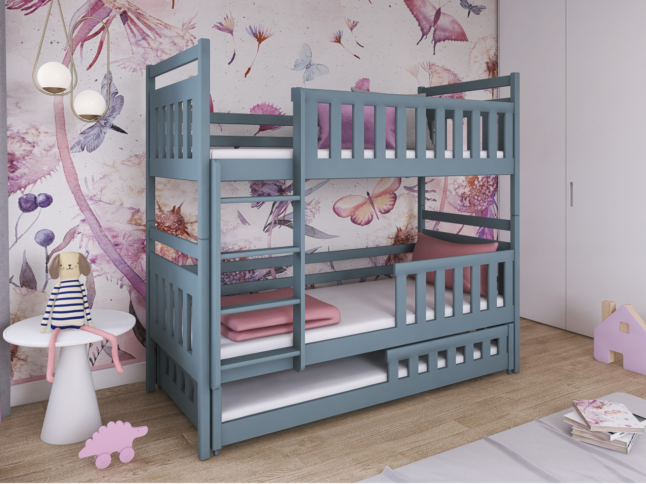 Trivietė vaikiška lova OLIWIA 90x200 4