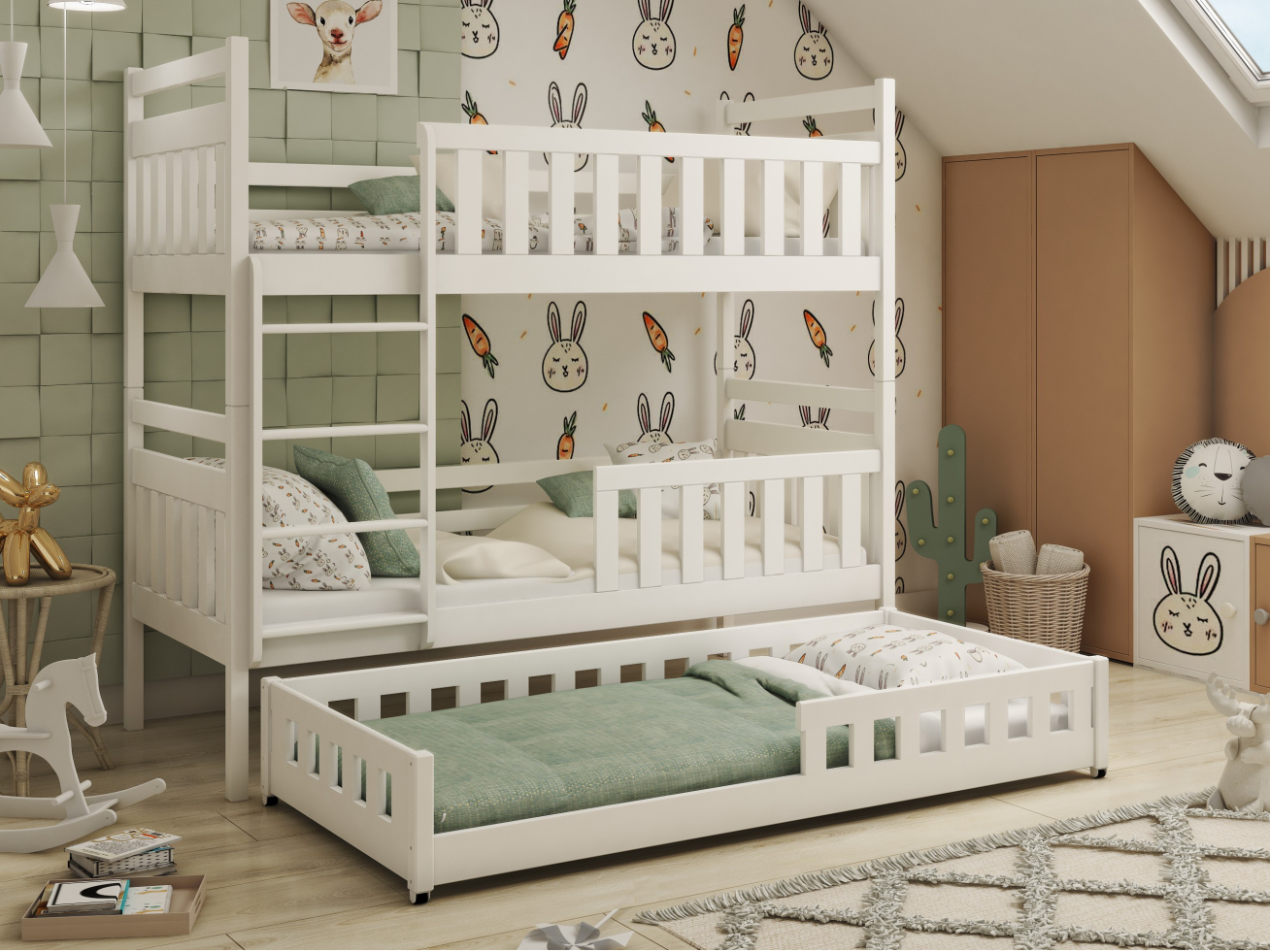 Trivietė vaikiška lova OLIWIA 90x200 Trivietė vaikiška lova OLIWIA 90x200