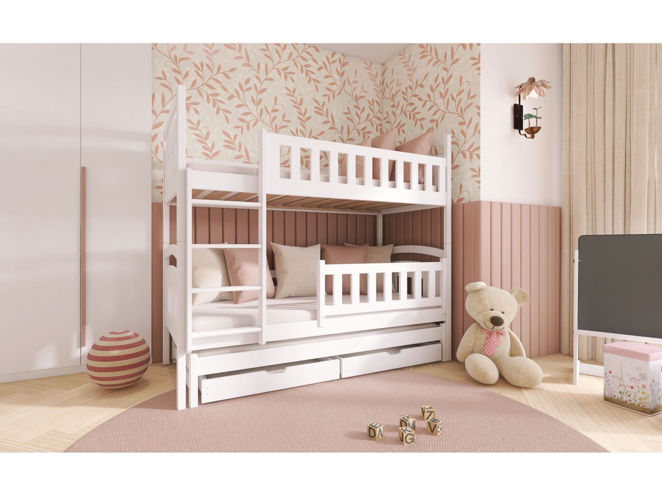 Trivietė vaikiška lova su stalčiais BLANKA 80x160 6 Trivietė vaikiška lova su stalčiais BLANKA 80x160 6