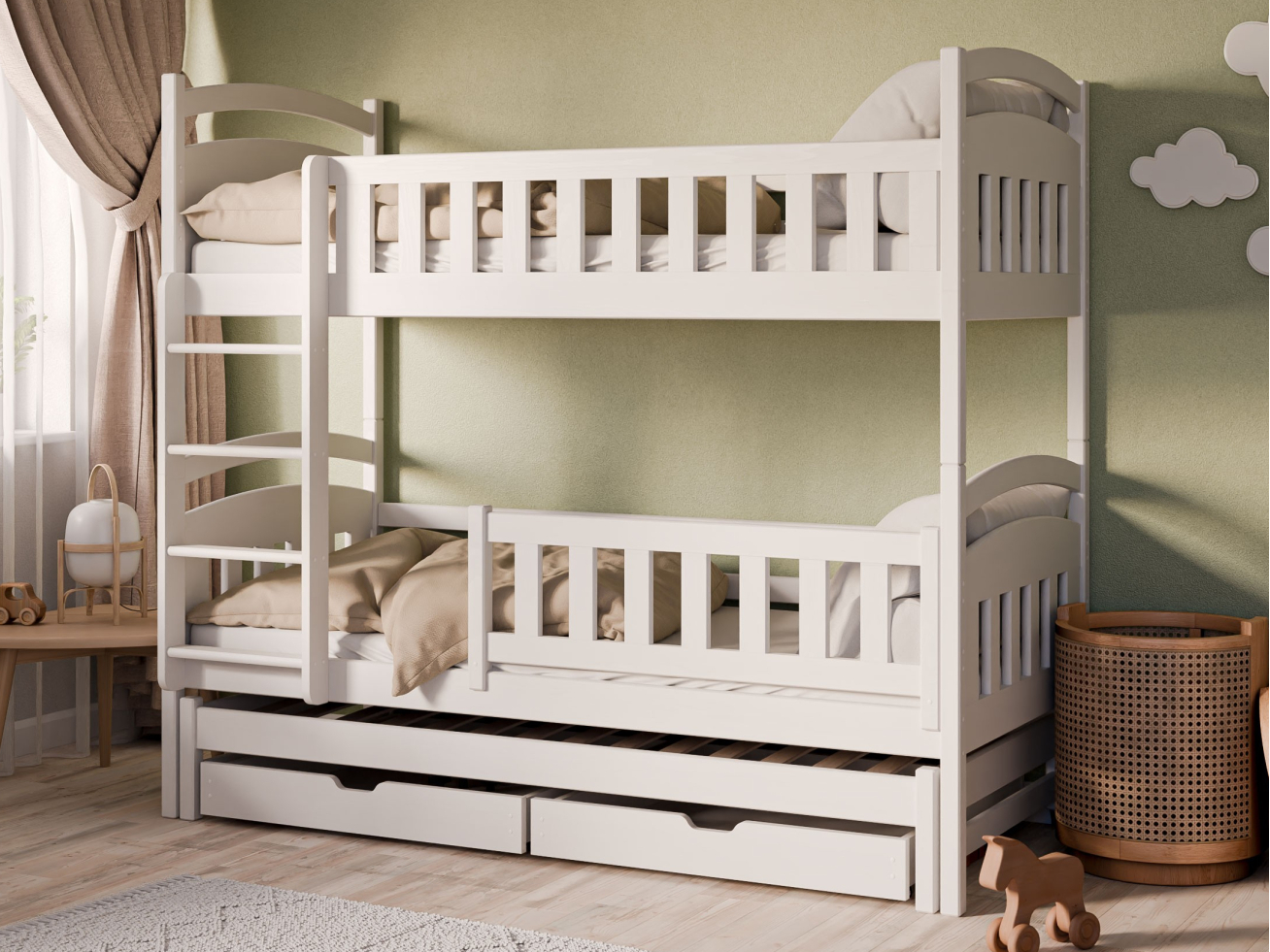 Trivietė vaikiška lova su stalčiais BLANKA 80x160 2 Trivietė vaikiška lova su stalčiais BLANKA 80x160 2