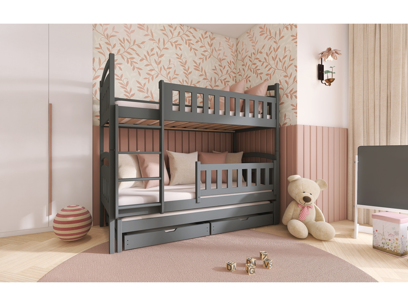 Trivietė vaikiška lova su stalčiais BLANKA 80x160 5 Trivietė vaikiška lova su stalčiais BLANKA 80x160 5