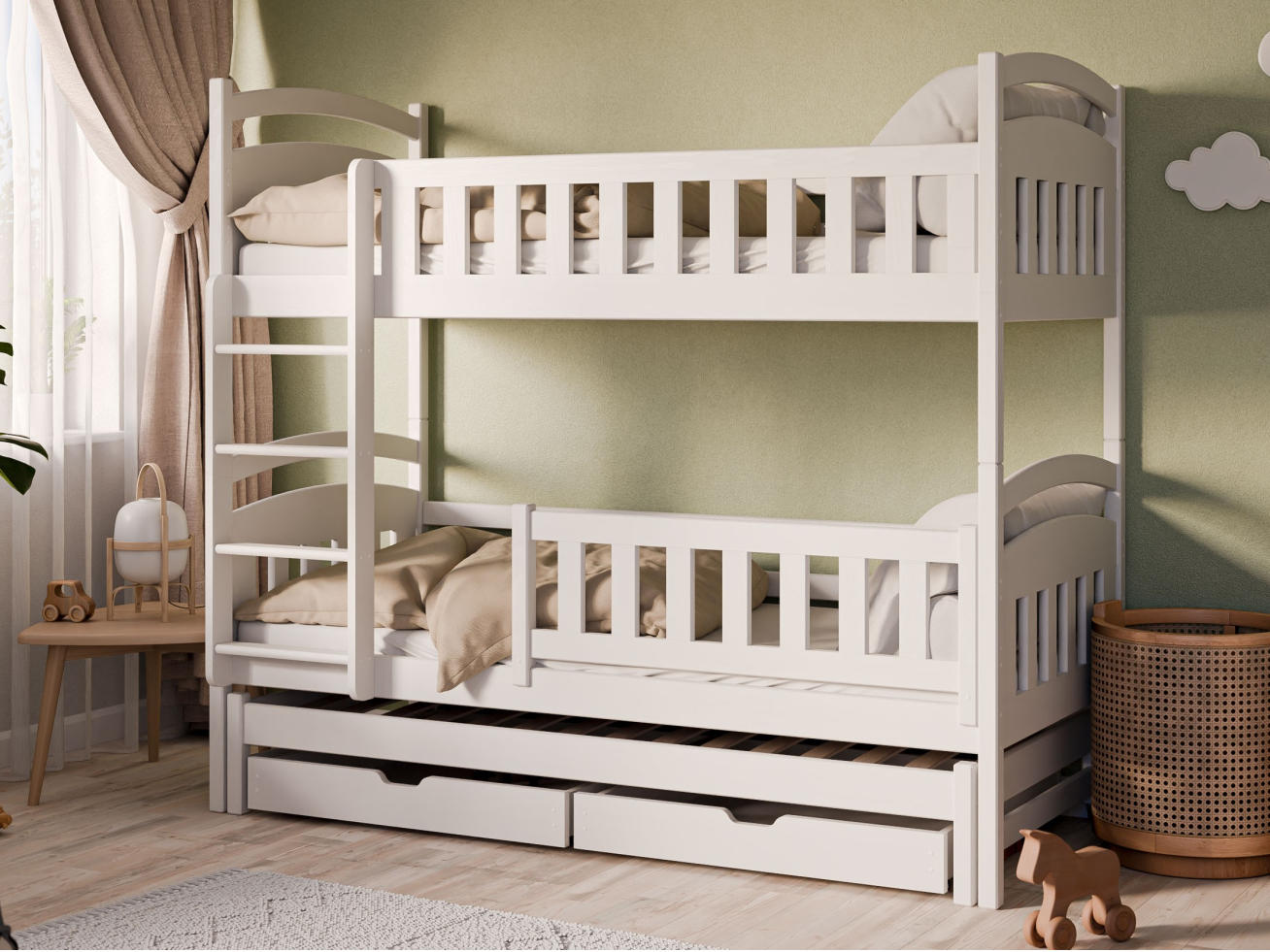 Trivietė vaikiška lova su stalčiais BLANKA 80x180 2 Trivietė vaikiška lova su stalčiais BLANKA 80x180 2