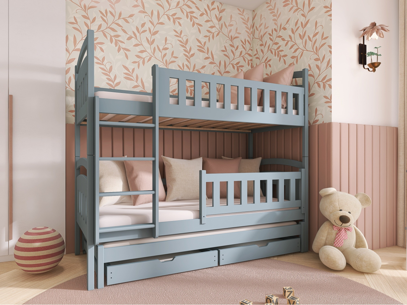 Trivietė vaikiška lova su stalčiais BLANKA 80x180 6