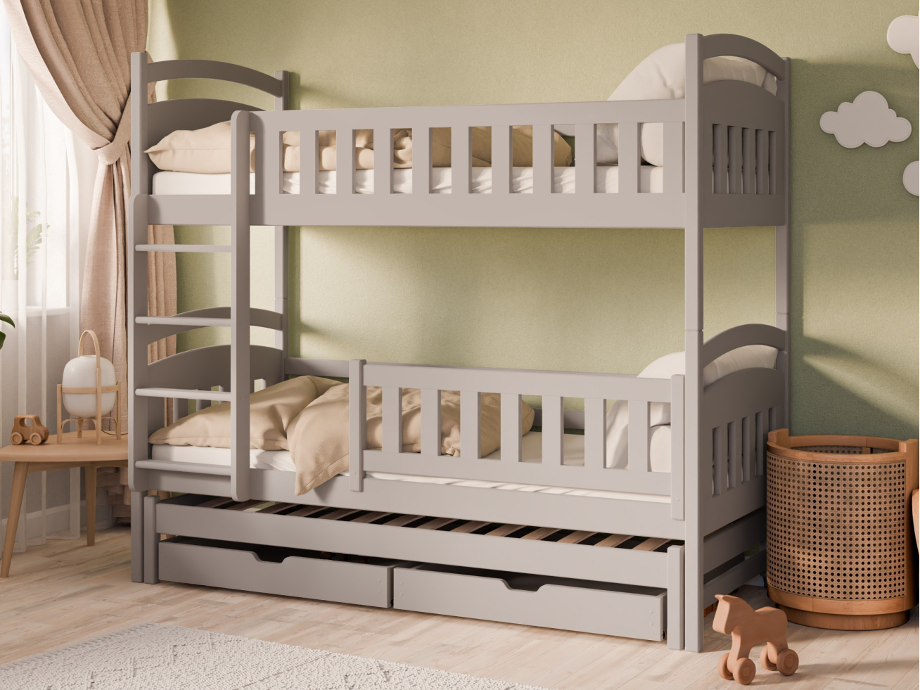 Trivietė vaikiška lova su stalčiais BLANKA 80x200 Trivietė vaikiška lova su stalčiais BLANKA 80x200