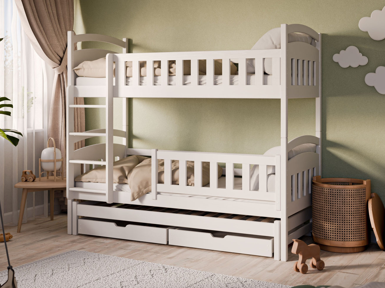 Trivietė vaikiška lova su stalčiais BLANKA 90x190 Trivietė vaikiška lova su stalčiais BLANKA 90x190