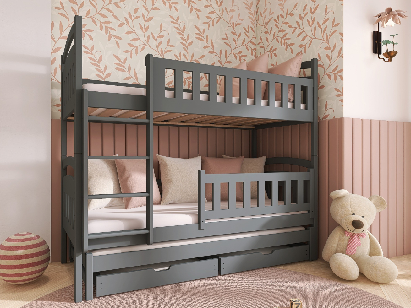 Trivietė vaikiška lova su stalčiais BLANKA 90x190 3