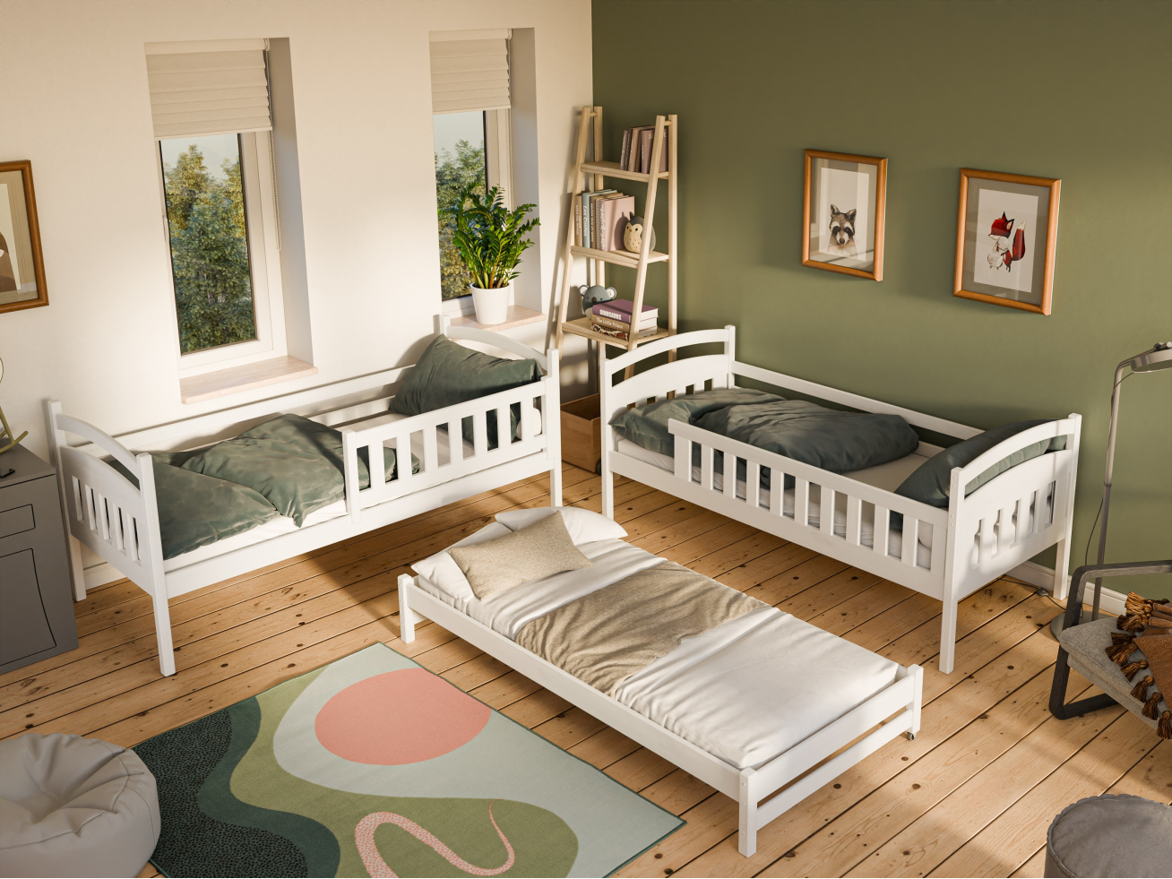 Trivietė vaikiška lova su stalčiais BLANKA 90x190 6