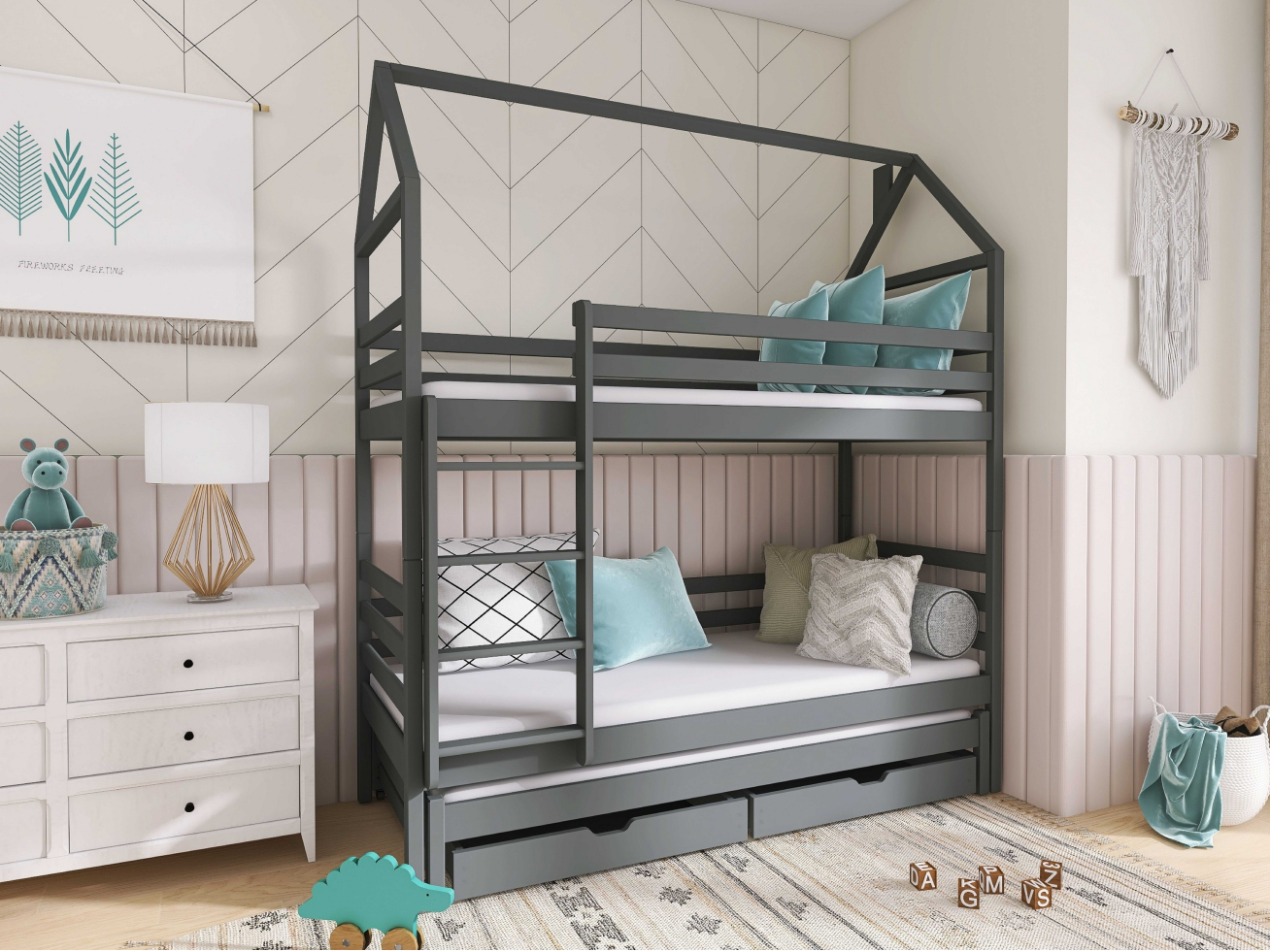 Trivietė vaikiška lova su stalčiais DALIA 80x160 3 Trivietė vaikiška lova su stalčiais DALIA 80x160 3