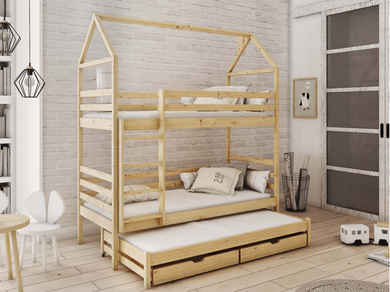 Trivietė vaikiška lova su stalčiais DALIA 80x180 2