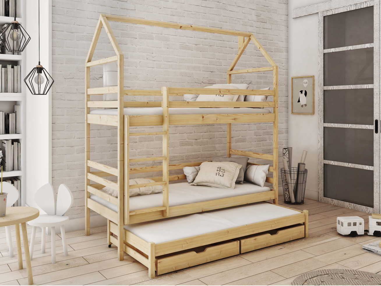 Trivietė vaikiška lova su stalčiais DALIA 80x200 1 Trivietė vaikiška lova su stalčiais DALIA 80x200 1