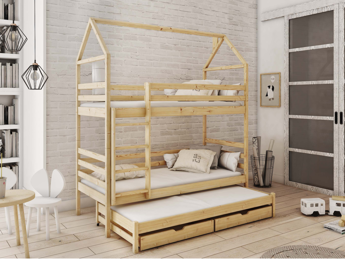 Trivietė vaikiška lova su stalčiais DALIA 90x190 2 Trivietė vaikiška lova su stalčiais DALIA 90x190 2